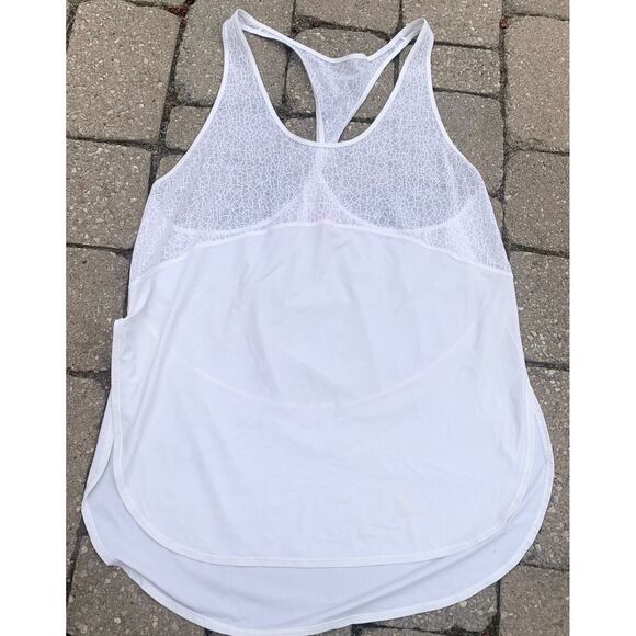 Lululemon White Racerback Lace Mesh Athletic Workout yoga Tank Top sz 8 M - Picture 2 of 6